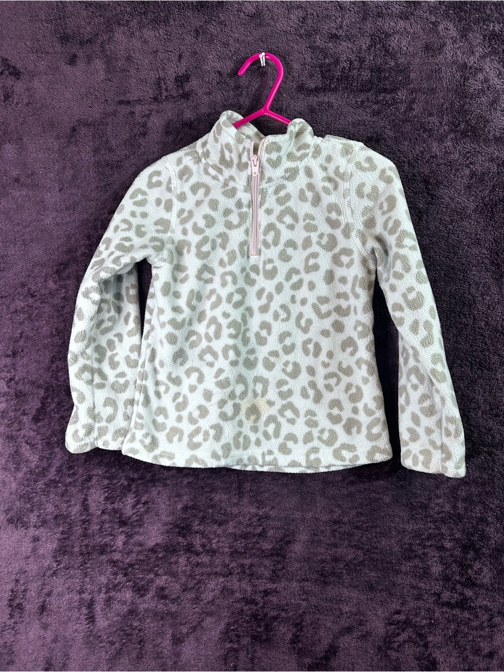 French Toast Cream Leopard Print Half-Zip Pullover